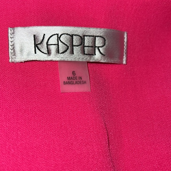 Kasper Hot Pink Stretch Crepe Open Front Roll Sleeve Lined Jacket - Picture 13 of 14